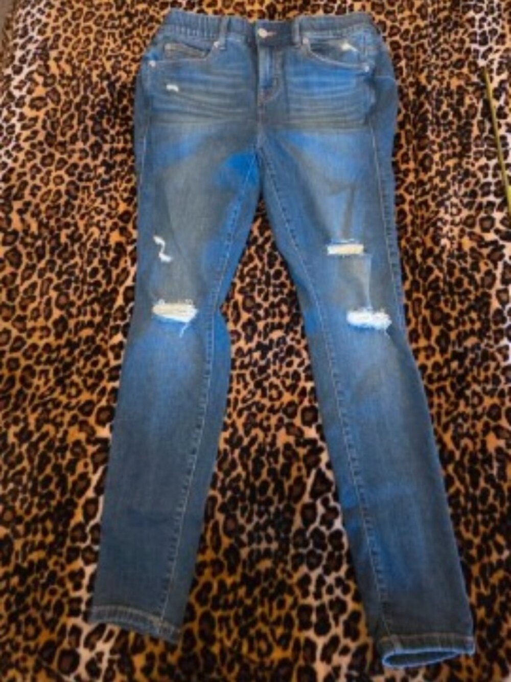 Women's Distressed Blue Skinny Jeans - Classic Denim